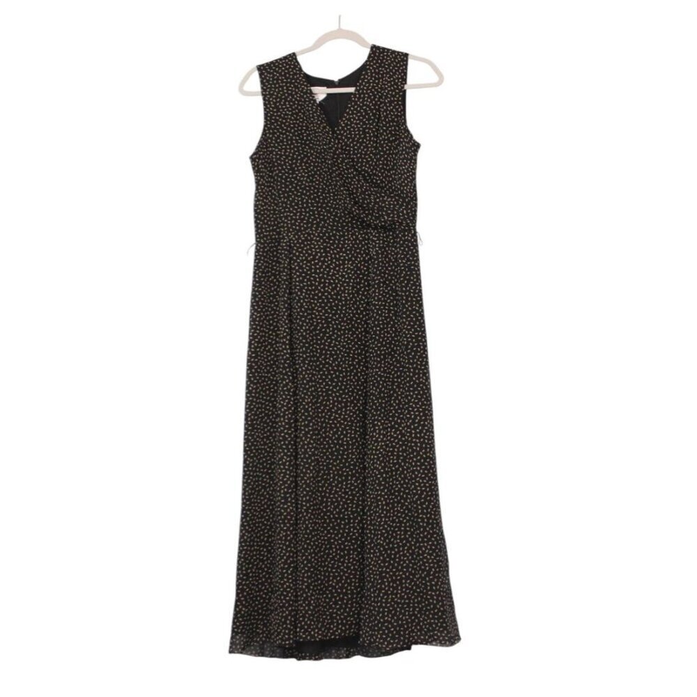 NWT Talbots Maxi Dress Size 6 Black Pure Silk Chiffon Evening Formal Faux Wrap